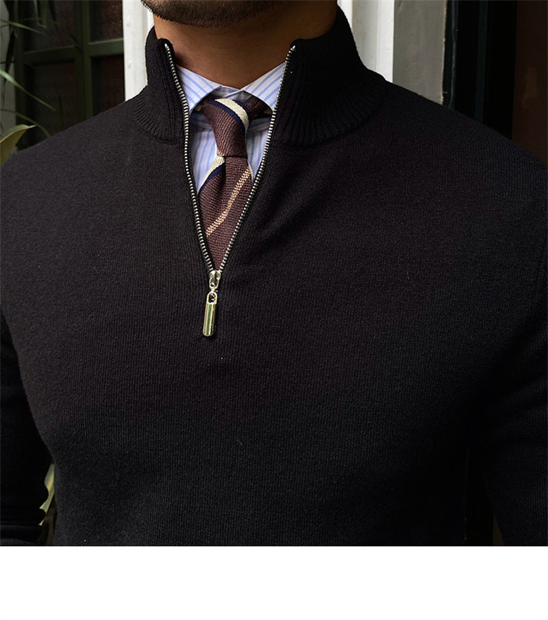 Close-up of the FV Kensington quarter-zip sweater knit texture