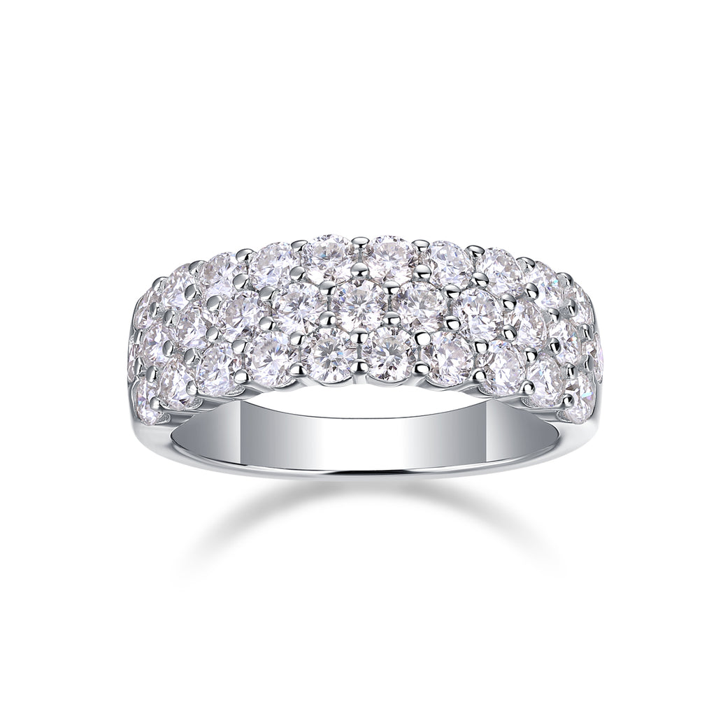 Phantom moissanite wedding ring S925 silver platinum finish on white background