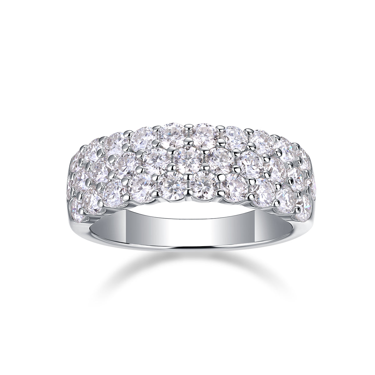 Phantom moissanite wedding ring S925 silver platinum finish on white background