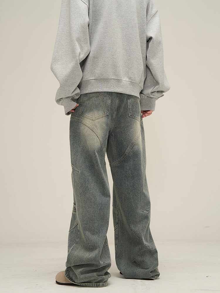 FV Deconstructed Straight Leg Jeans — waistband and medium-high rise detail | FreyaVibe