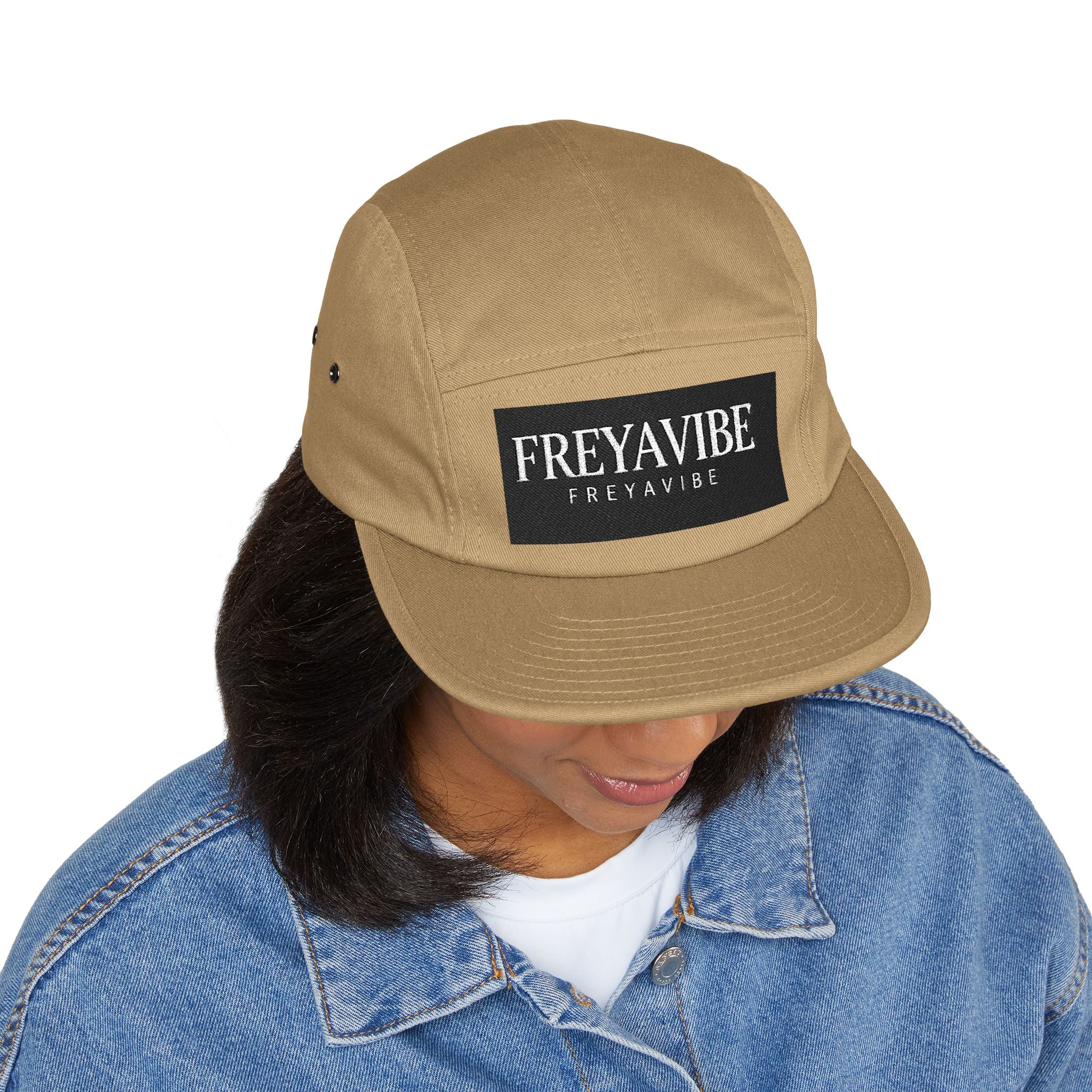 FREYAVIBE Embroidered 5-Panel Cap — Minimal Streetwear Patch Hat