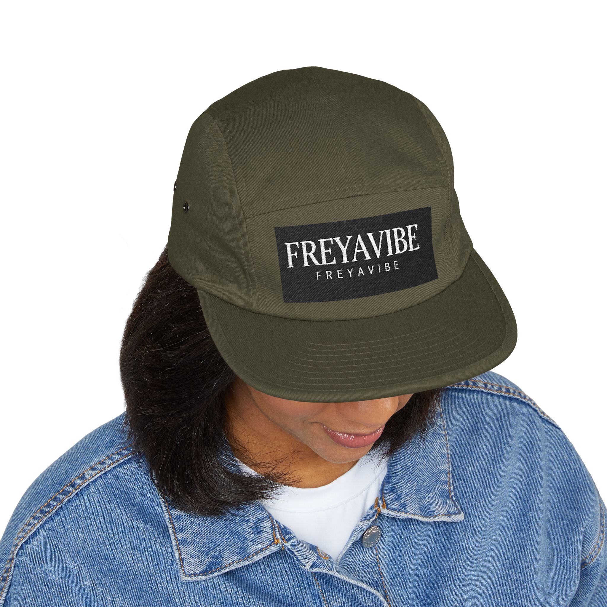 FREYAVIBE Embroidered 5-Panel Cap — Minimal Streetwear Patch Hat