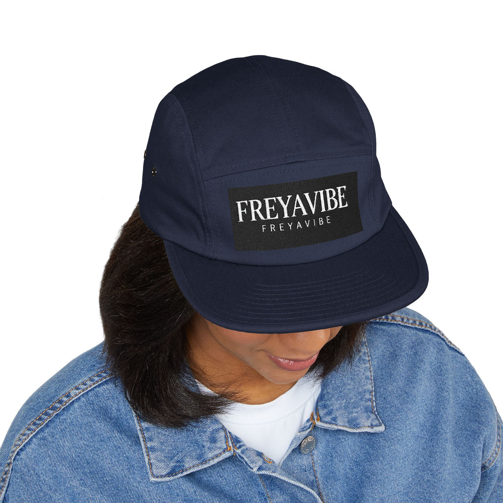 FREYAVIBE Embroidered 5-Panel Cap — Minimal Streetwear Patch Hat