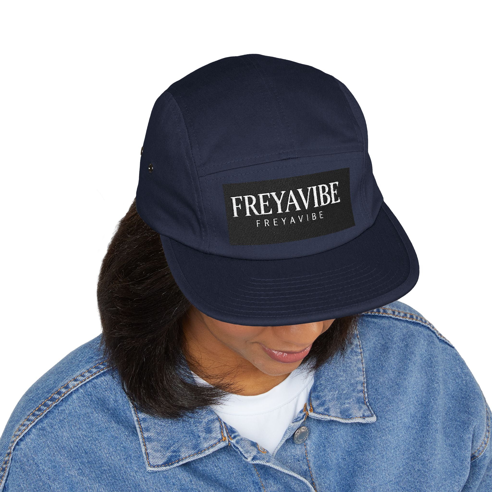 FREYAVIBE Embroidered 5-Panel Cap — Minimal Streetwear Patch Hat