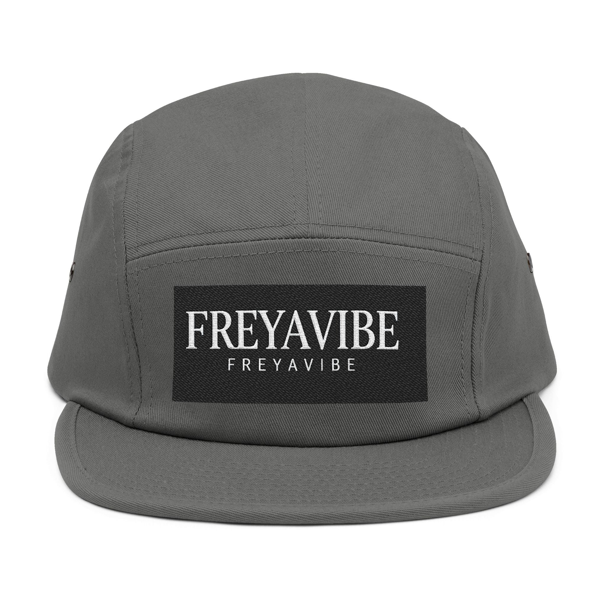 FREYAVIBE Embroidered 5-Panel Cap — Minimal Streetwear Patch Hat