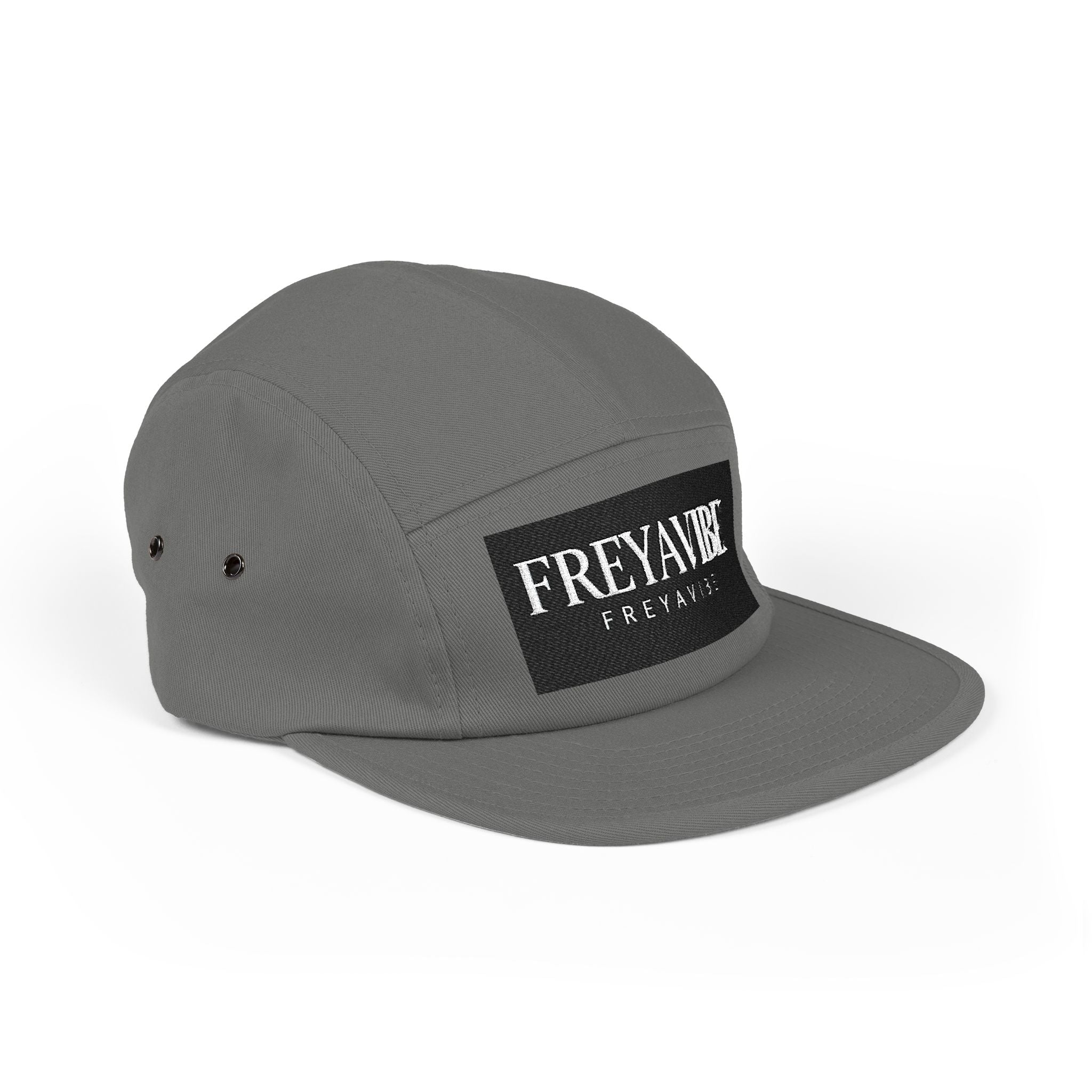 FREYAVIBE Embroidered 5-Panel Cap — Minimal Streetwear Patch Hat