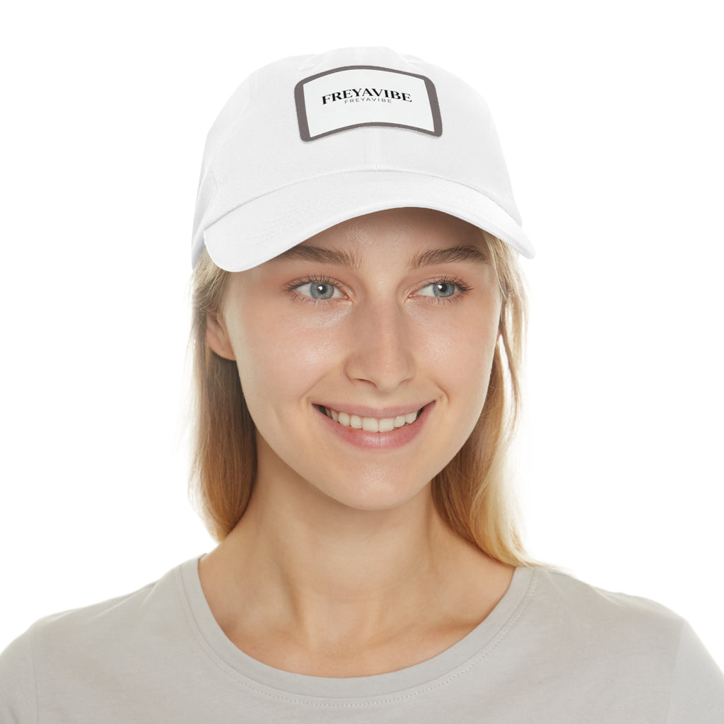 Leather Patch Dad Hat — FREYAVIBE Minimal Logo Cap