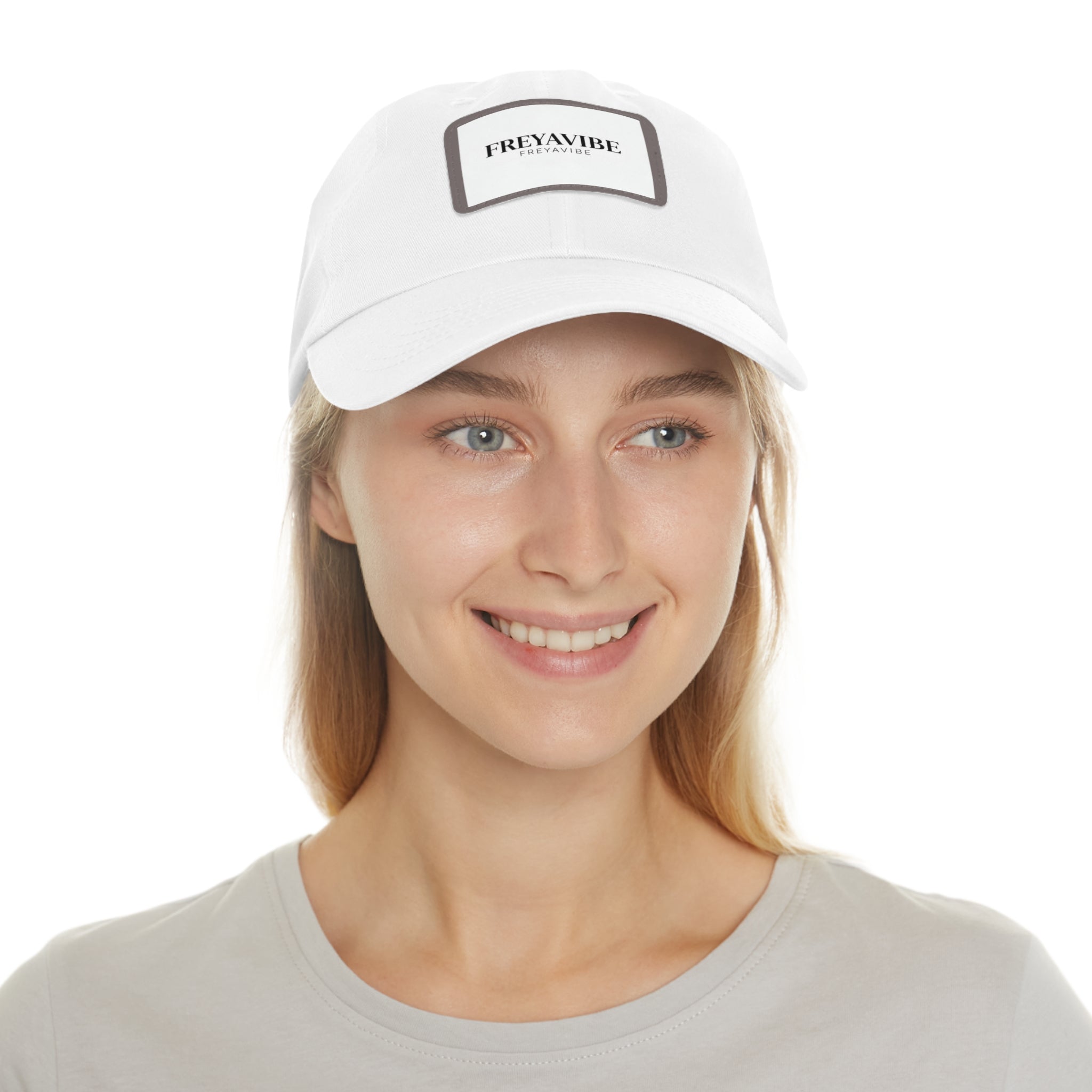 Leather Patch Dad Hat — FREYAVIBE Minimal Logo Cap