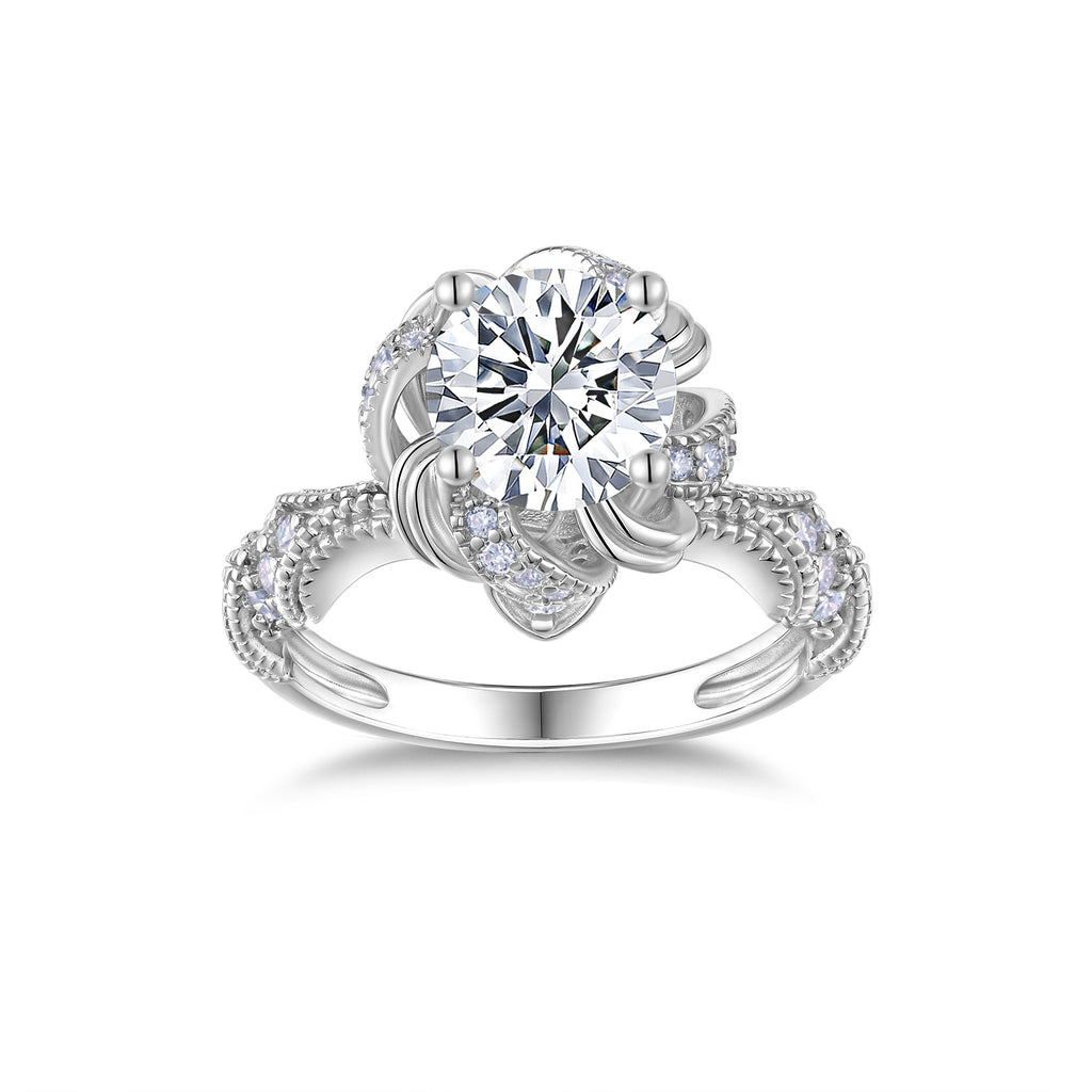 2-carat minimalist moissanite ring S925 silver electroplated platinum finish