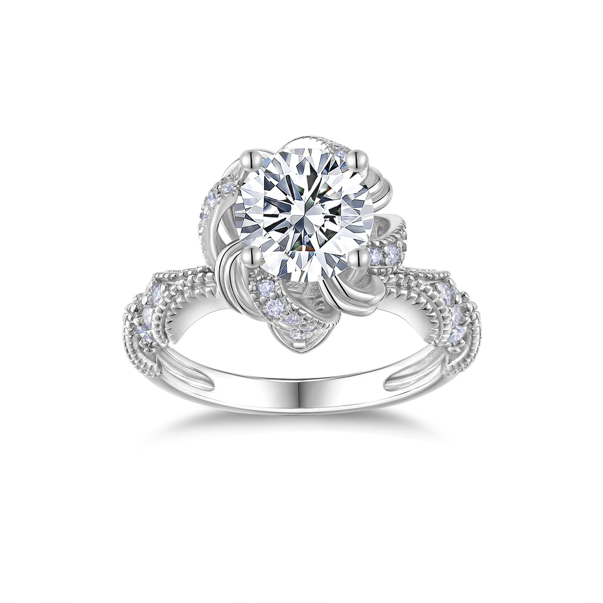 2-carat minimalist moissanite ring S925 silver electroplated platinum finish