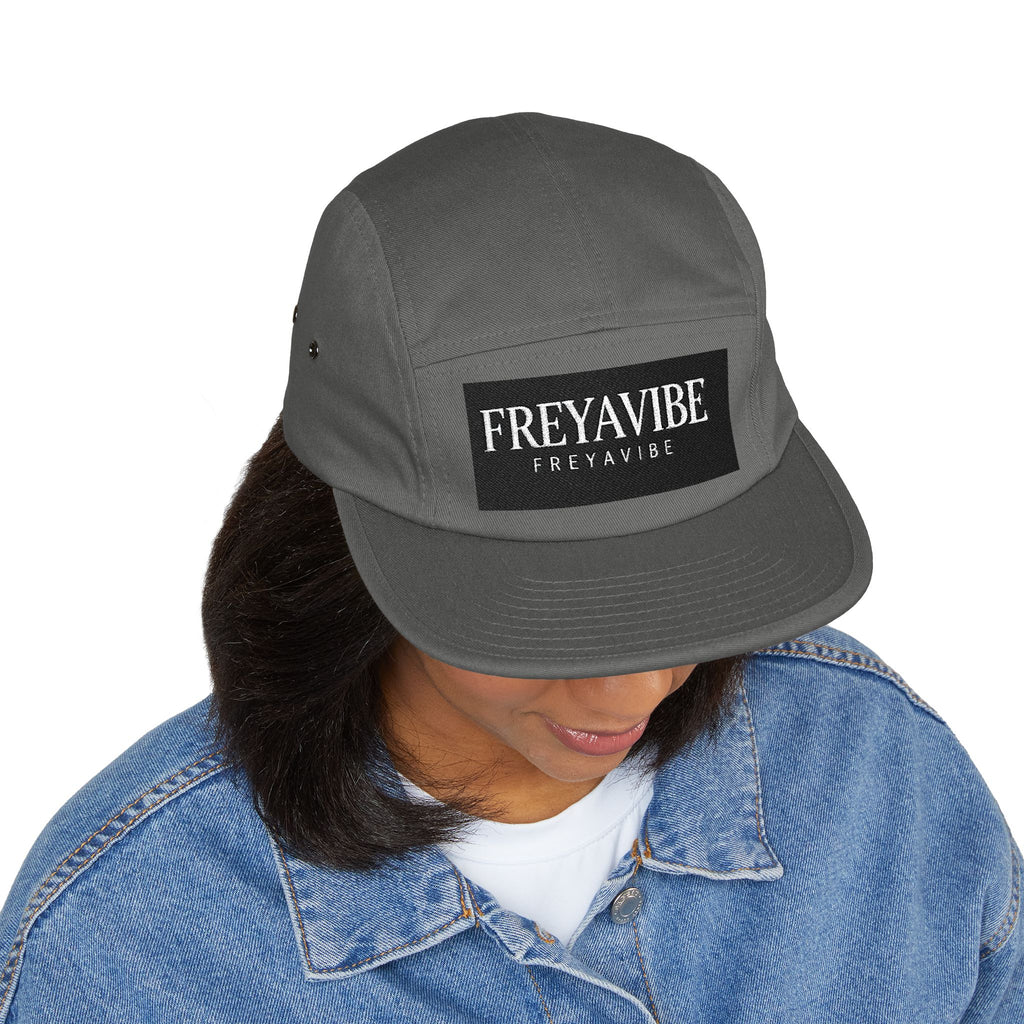 FREYAVIBE Embroidered 5-Panel Cap — Minimal Streetwear Patch Hat
