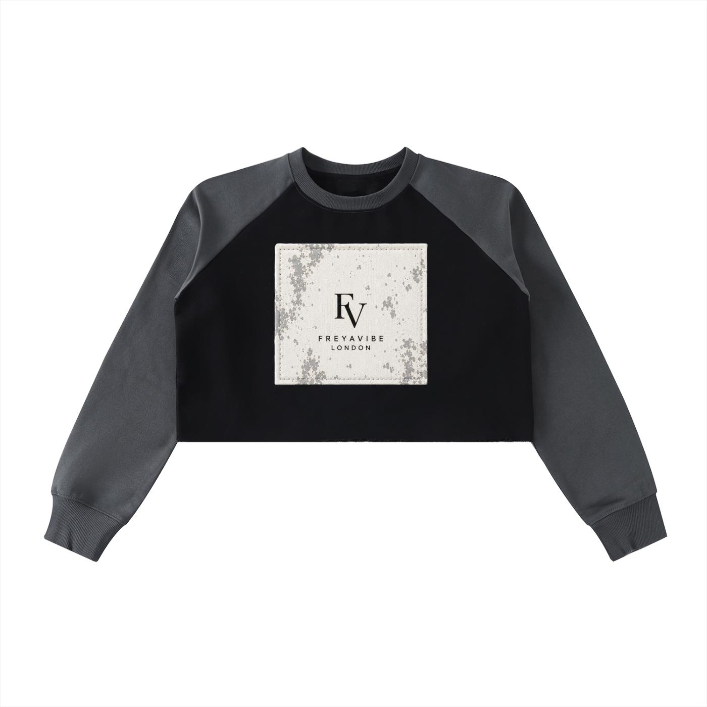 FreyaVibe Raw-Hem Colour-Block Raglan Crop Sweatshirt