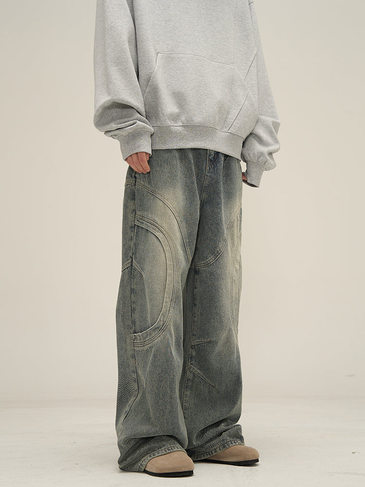 FV Deconstructed Straight Leg Jeans — back view, five-pocket construction | FreyaVibe