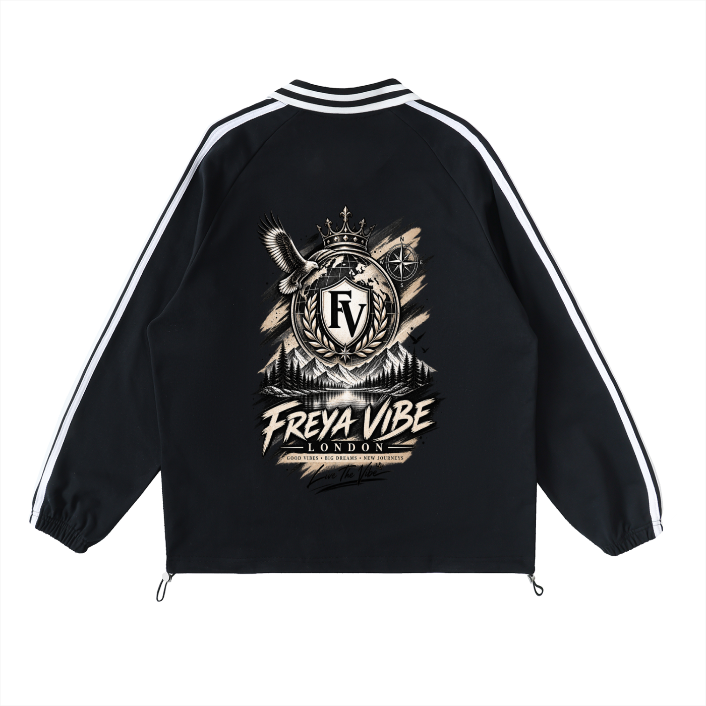 Contrast Striped Lapel Collar Sweatshirt ODMPOD