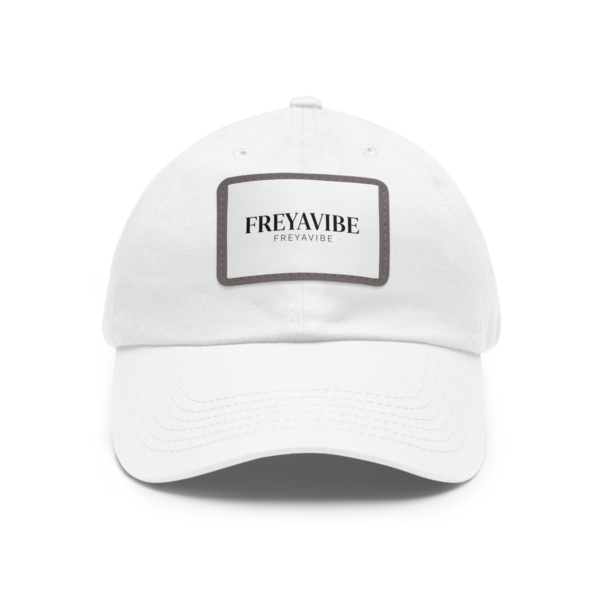 Leather Patch Dad Hat — FREYAVIBE Minimal Logo Cap