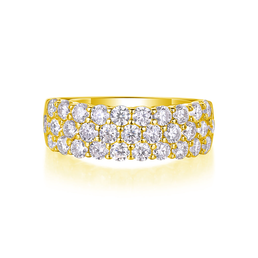 Phantom moissanite ring in yellow gold finish S925 silver GRA certified