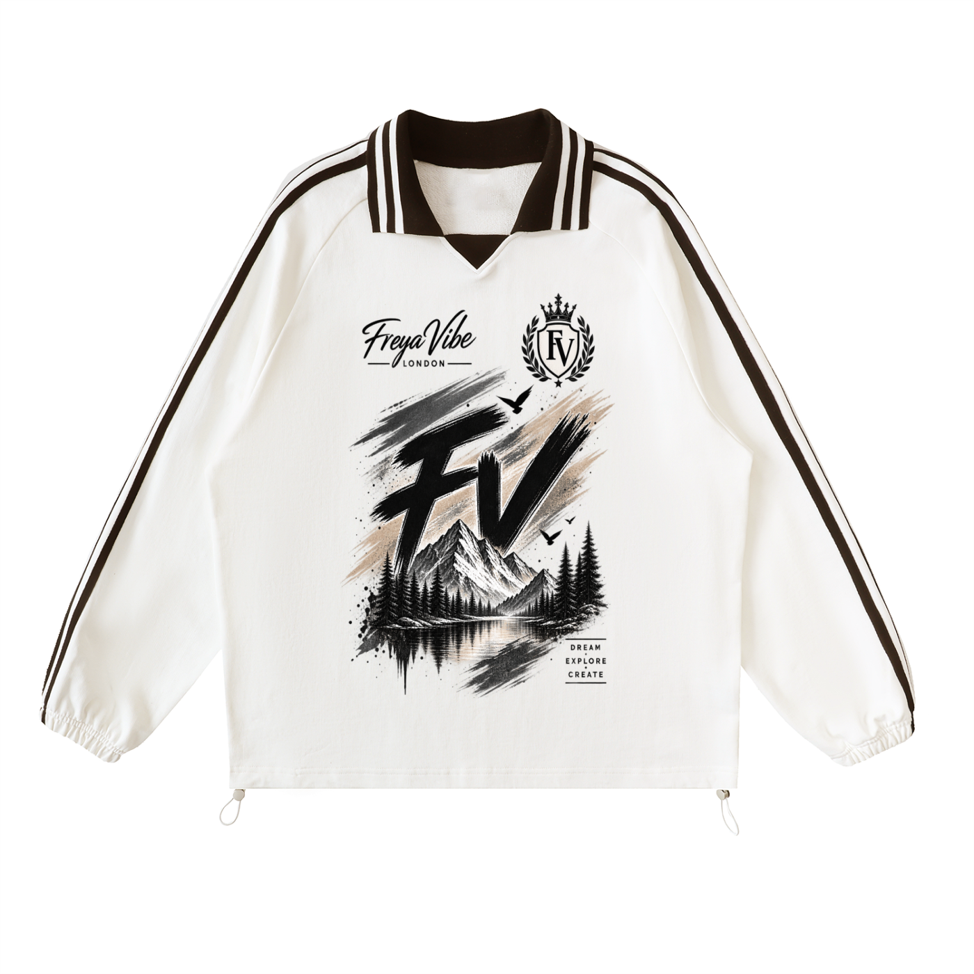 Contrast Striped Lapel Collar Sweatshirt ODMPOD