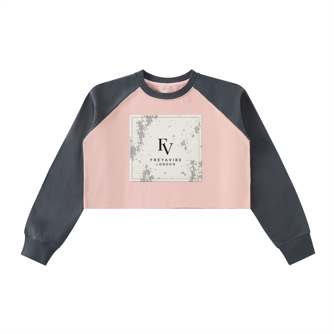 FreyaVibe Raw-Hem Colour-Block Raglan Crop Sweatshirt