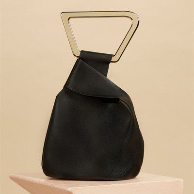 Luxe Noir Metal Handle Handbag