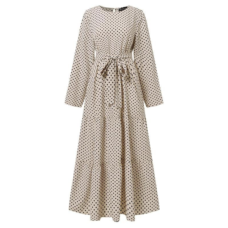 White, flat lay, showing belt, crew neck and A-line skirt