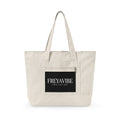 Canvas Tote Bag - 'FREYAVIBE' Logo Zippered Canvas Tote | Everyday Market Tote, Beach & Travel Bag