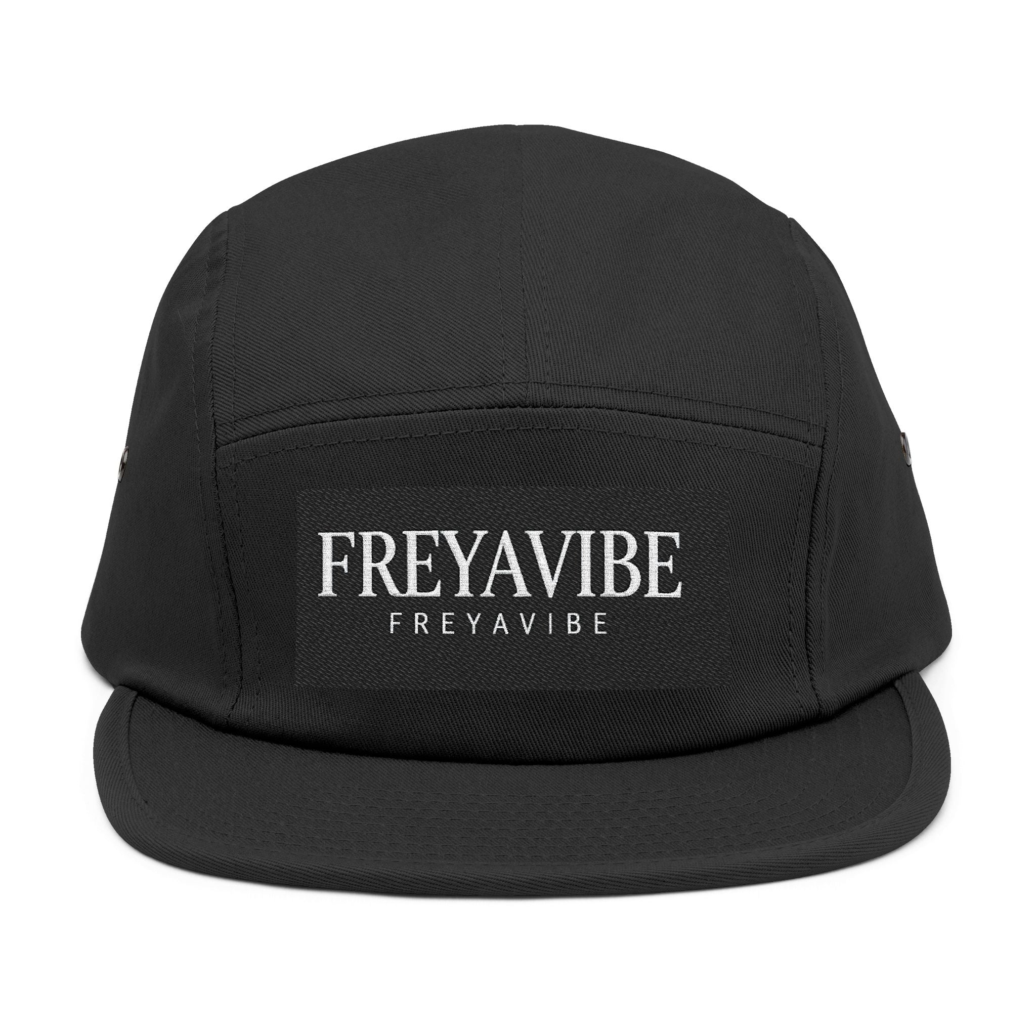 FREYAVIBE Embroidered 5-Panel Cap — Minimal Streetwear Patch Hat