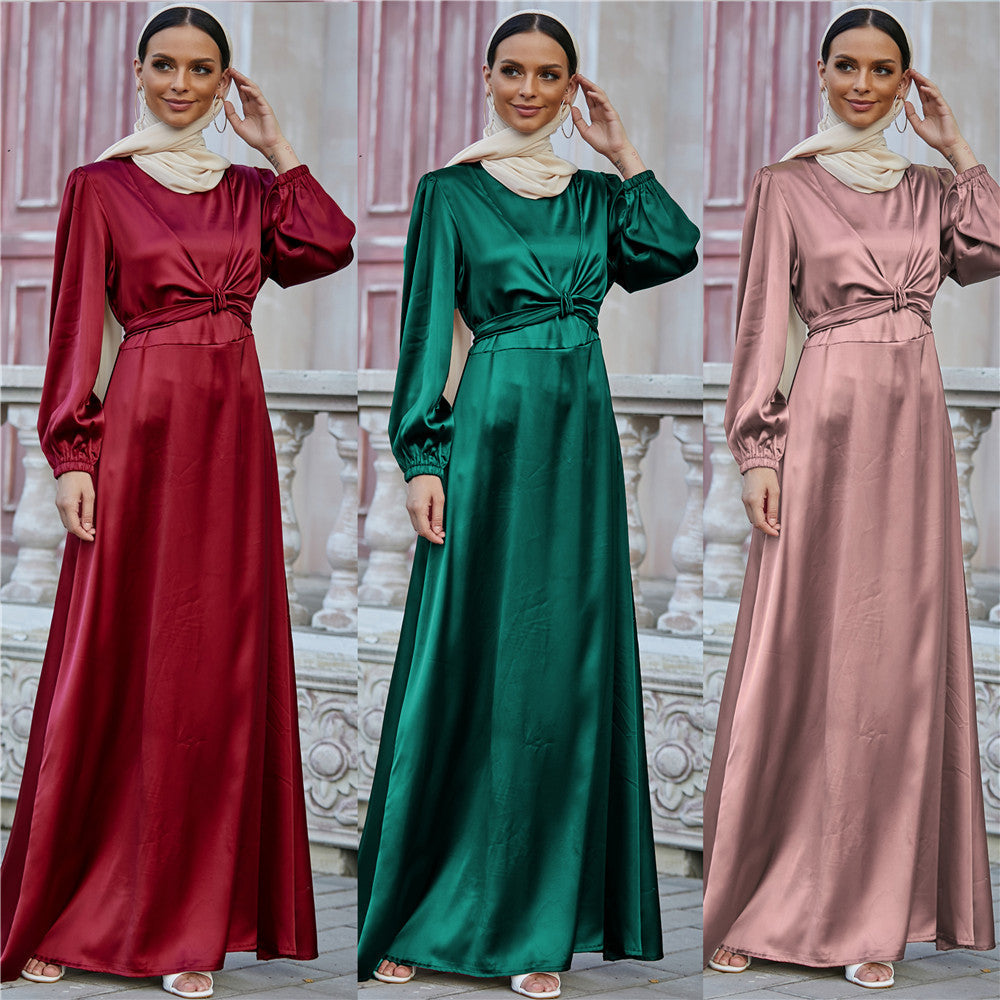 Élise Satin Waist Tie Dress