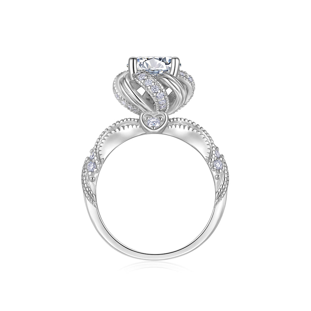 2-carat GRA certified moissanite solitaire ring worn on hand silver platinum
