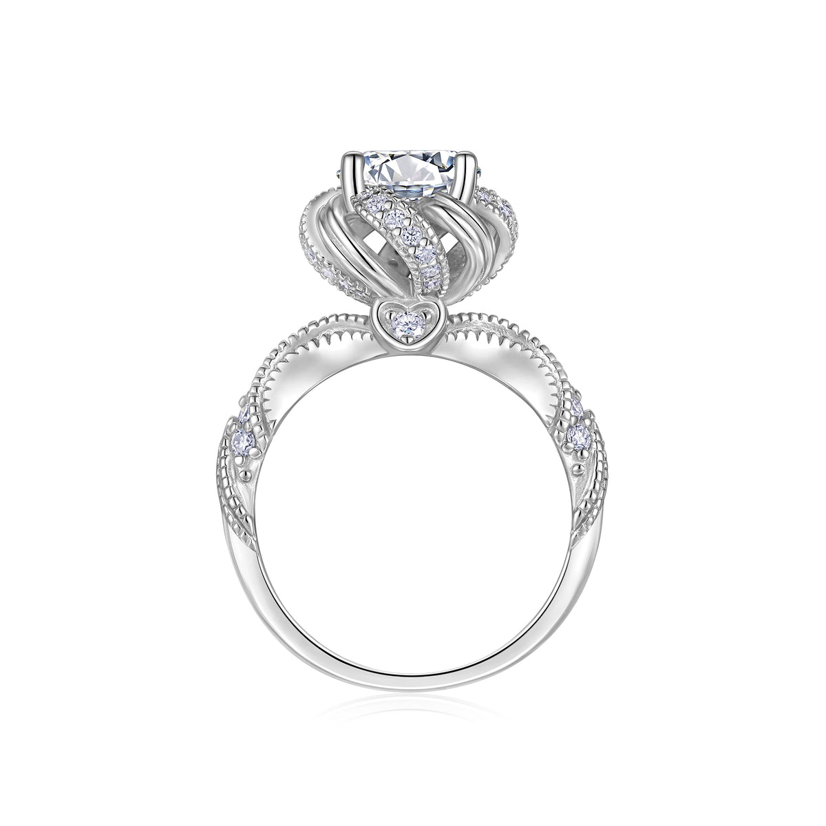 2-carat GRA certified moissanite solitaire ring worn on hand silver platinum