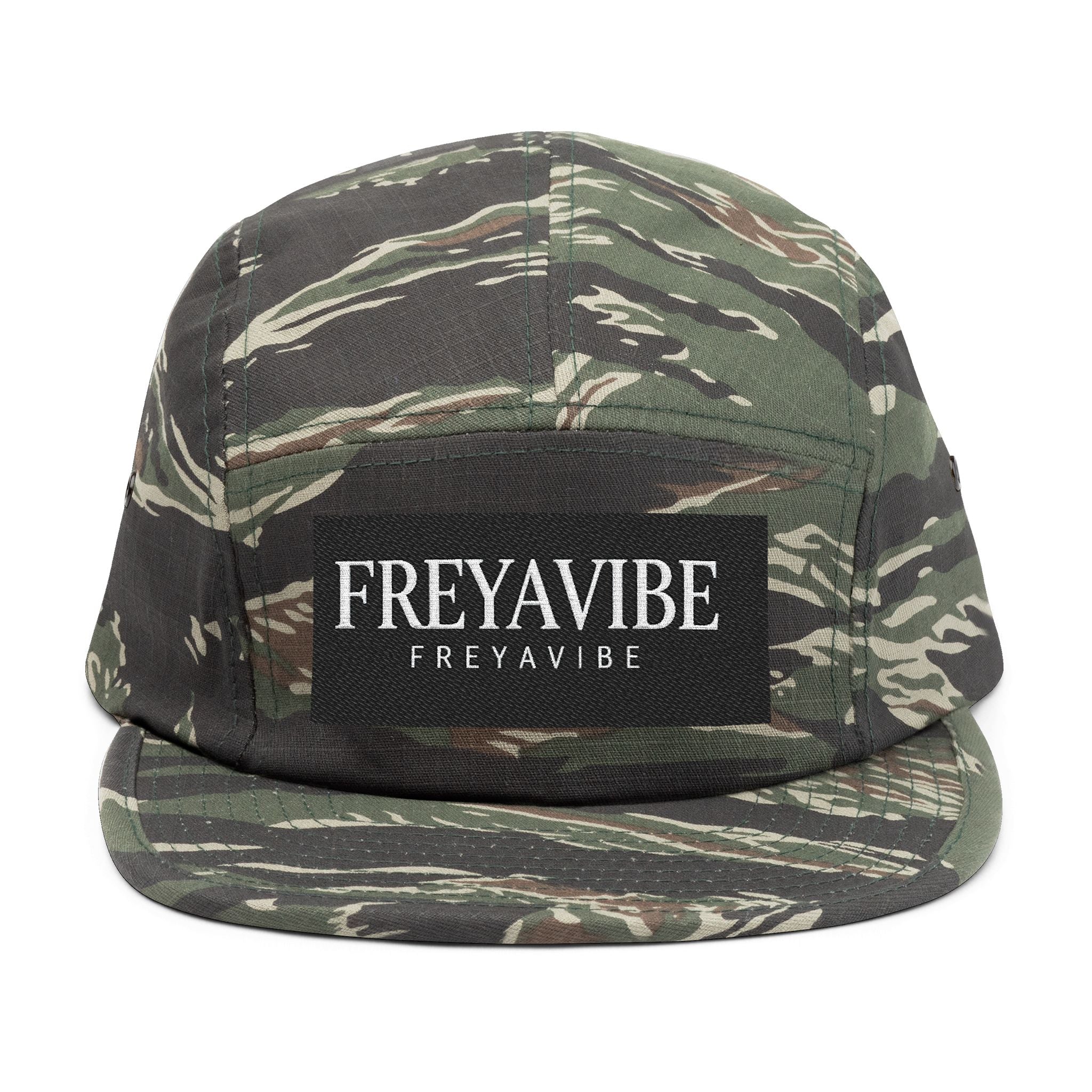 FREYAVIBE Embroidered 5-Panel Cap — Minimal Streetwear Patch Hat