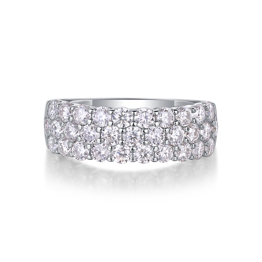S925 silver moissanite wedding ring with GRA certificate and gift box packaging