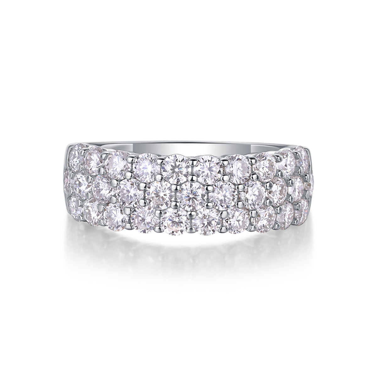 S925 silver moissanite wedding ring with GRA certificate and gift box packaging