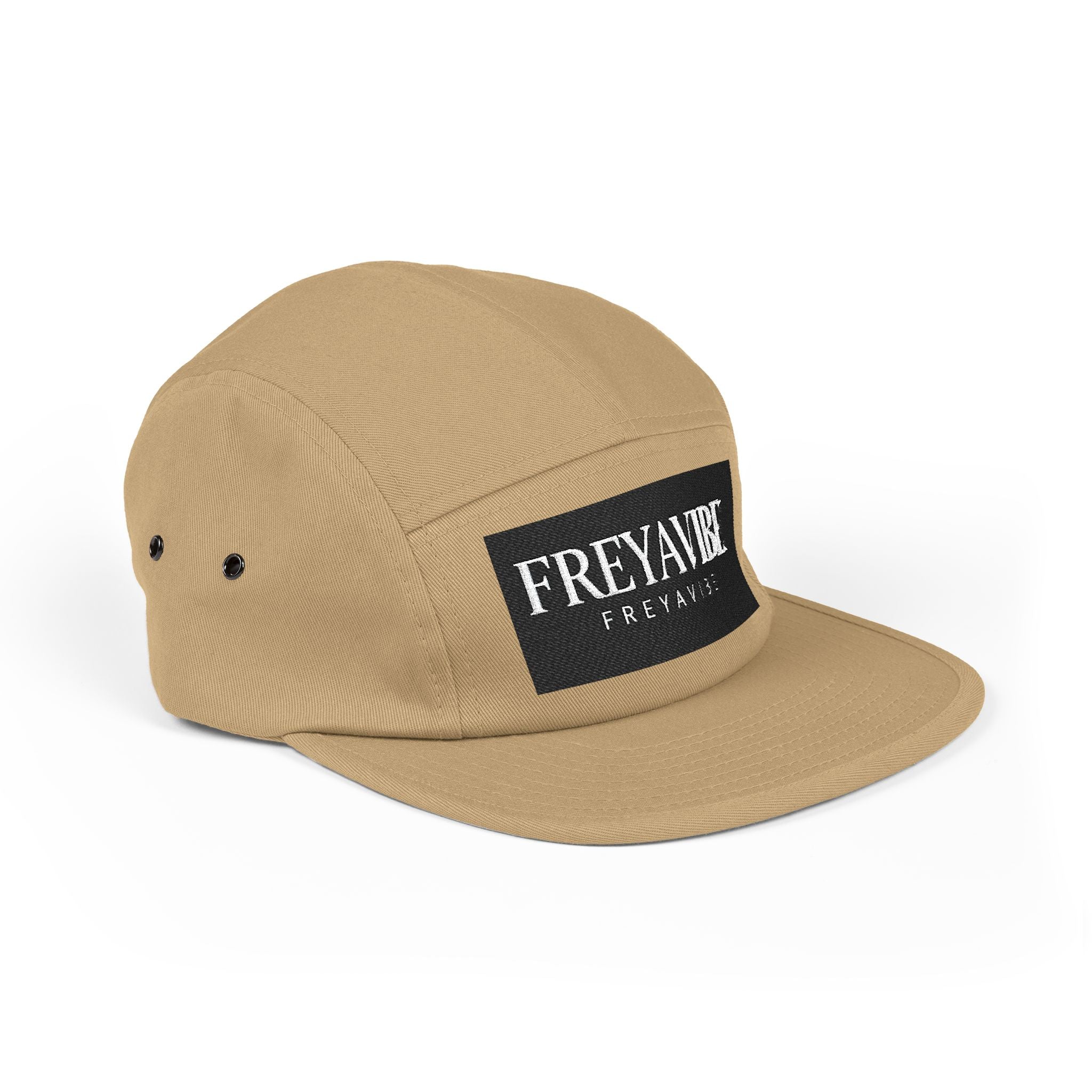 FREYAVIBE Embroidered 5-Panel Cap — Minimal Streetwear Patch Hat
