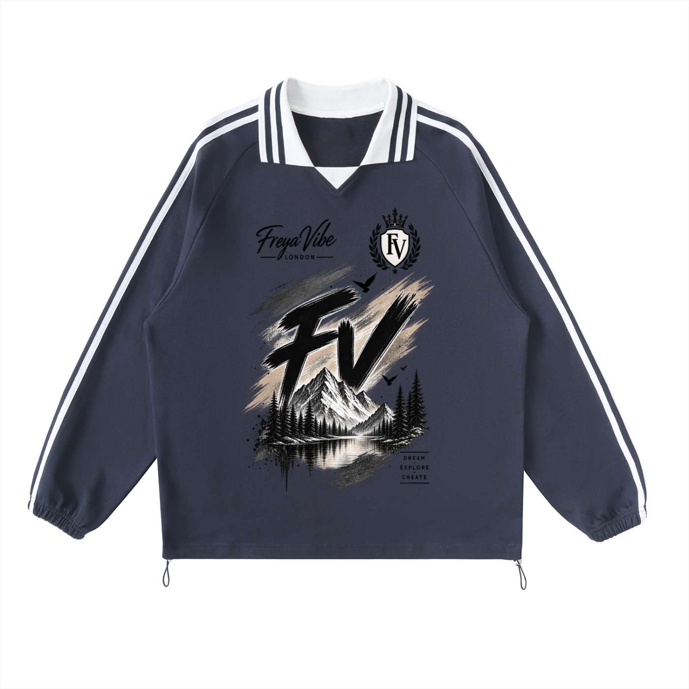 Contrast Striped Lapel Collar Sweatshirt ODMPOD