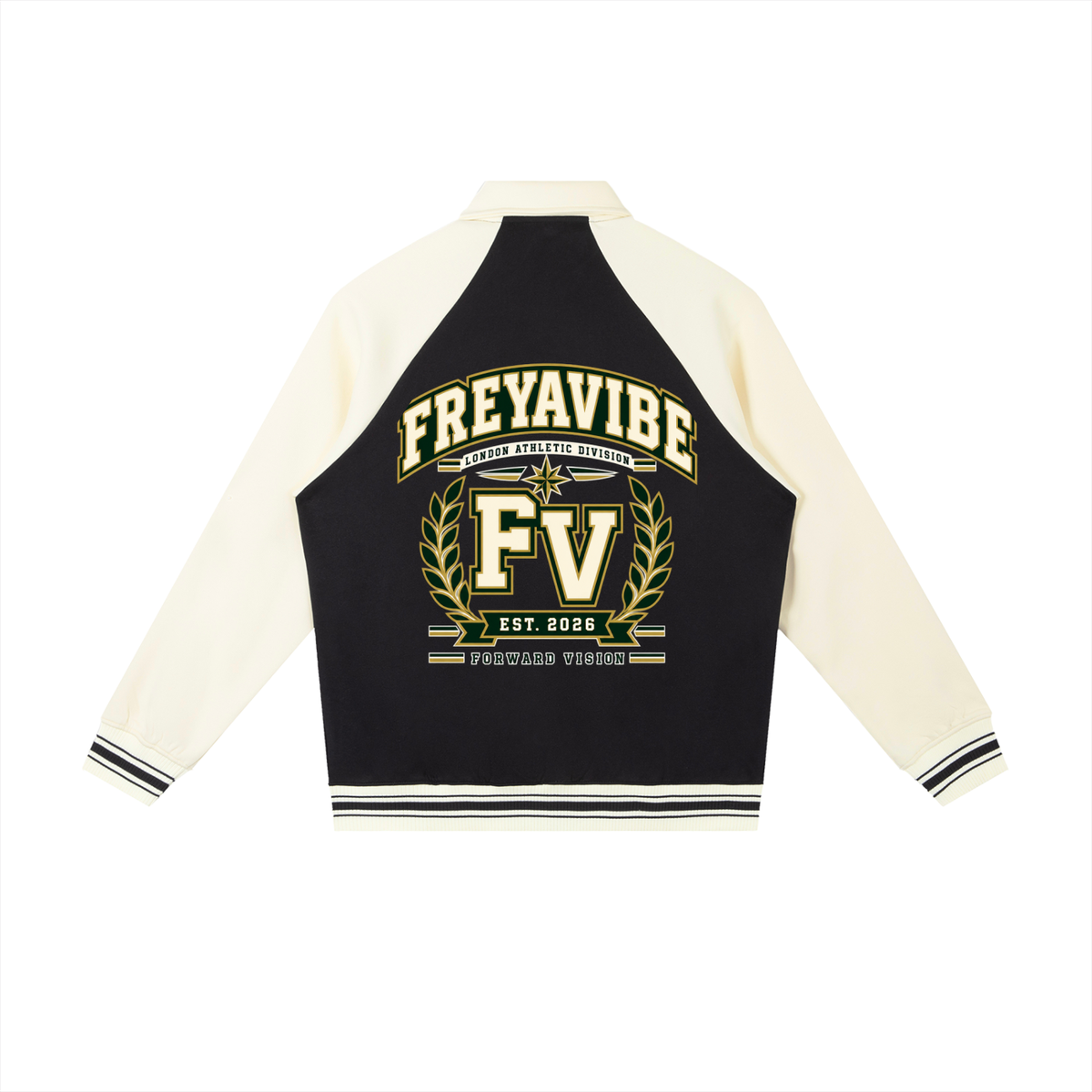 Men’s colour-block baseball jacket back view