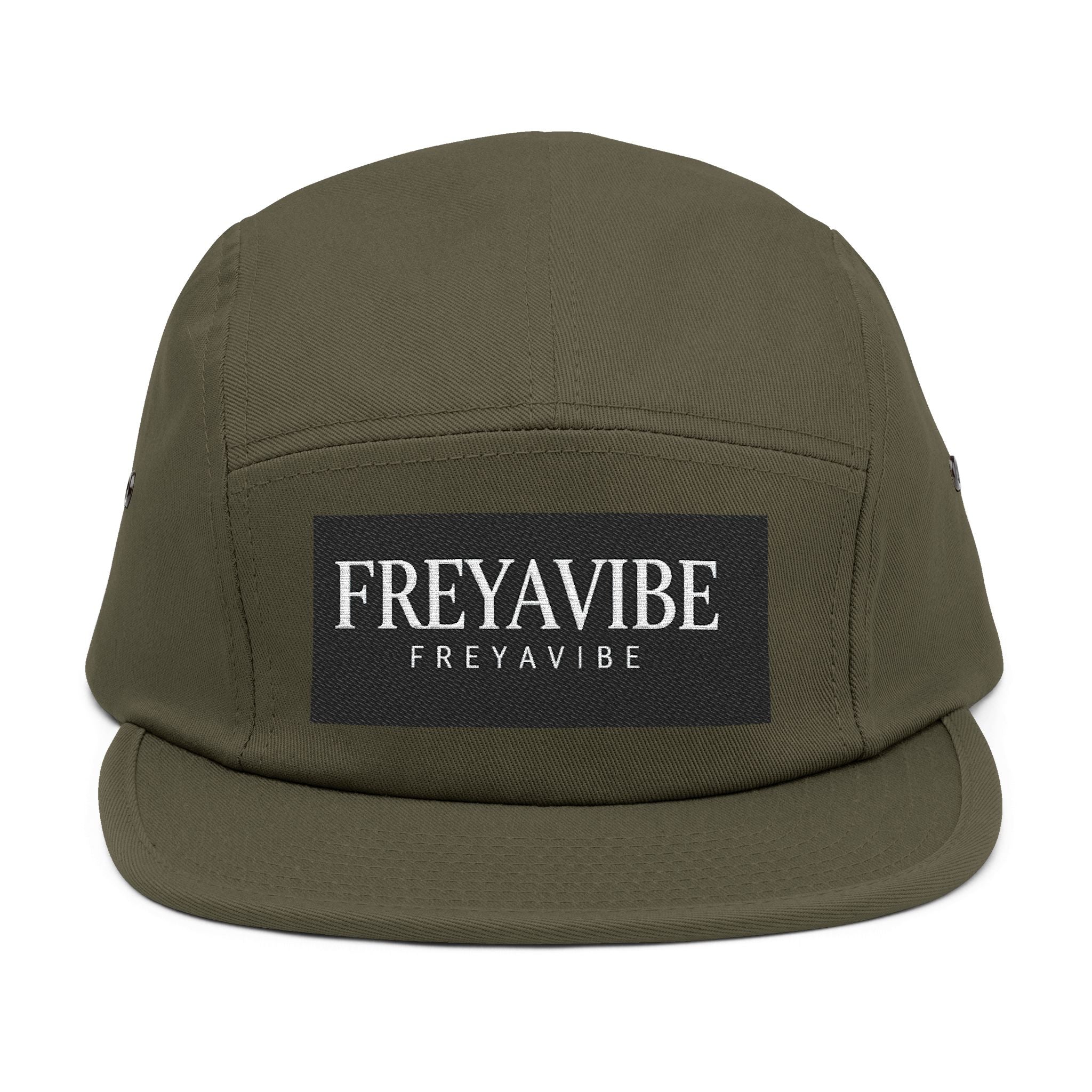 FREYAVIBE Embroidered 5-Panel Cap — Minimal Streetwear Patch Hat