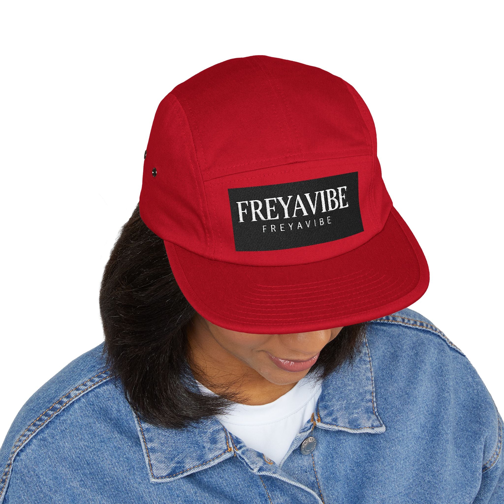 FREYAVIBE Embroidered 5-Panel Cap — Minimal Streetwear Patch Hat