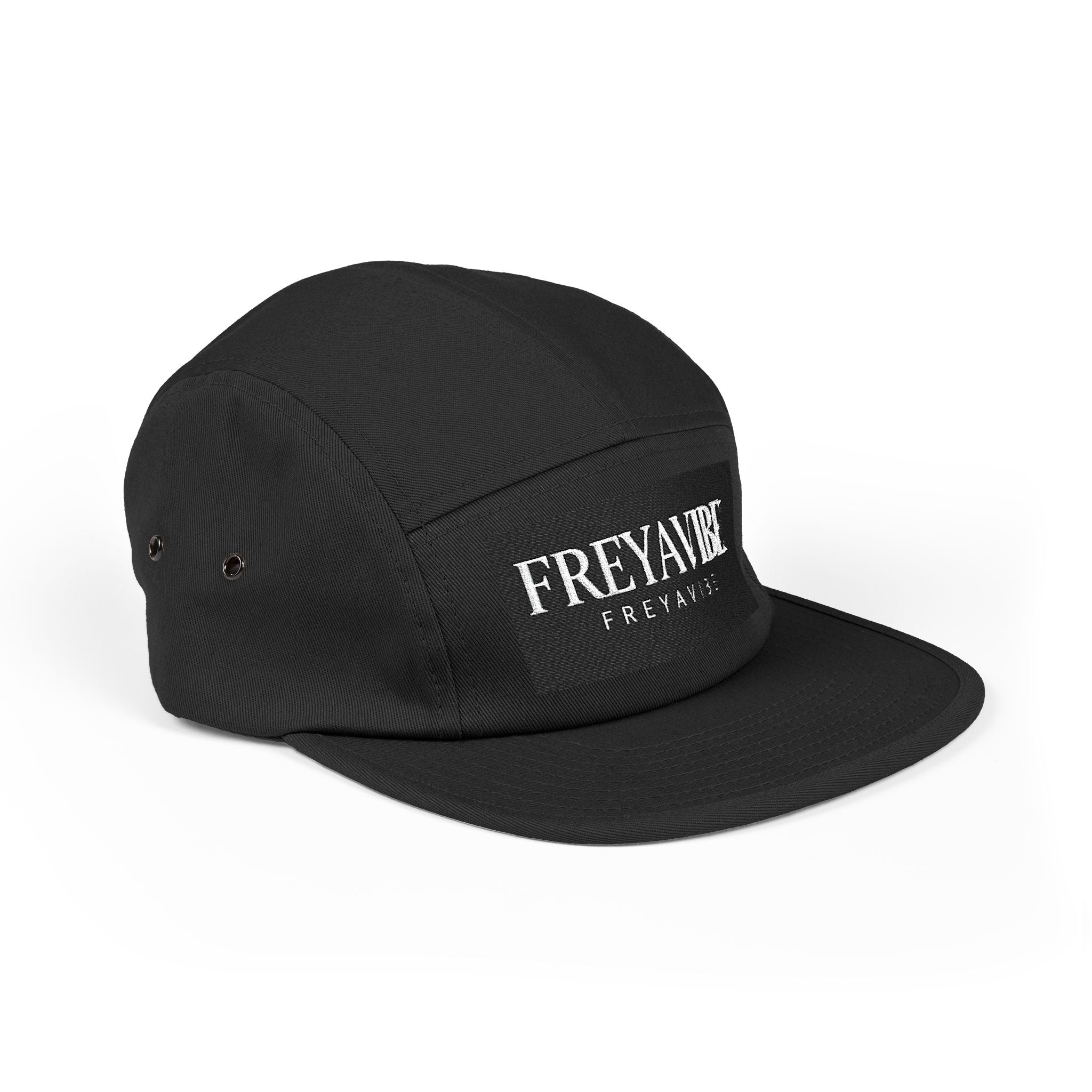 FREYAVIBE Embroidered 5-Panel Cap — Minimal Streetwear Patch Hat