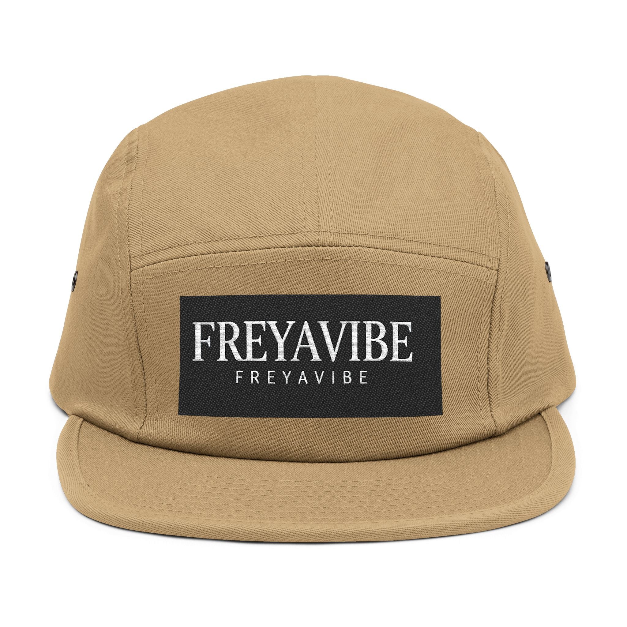FREYAVIBE Embroidered 5-Panel Cap — Minimal Streetwear Patch Hat