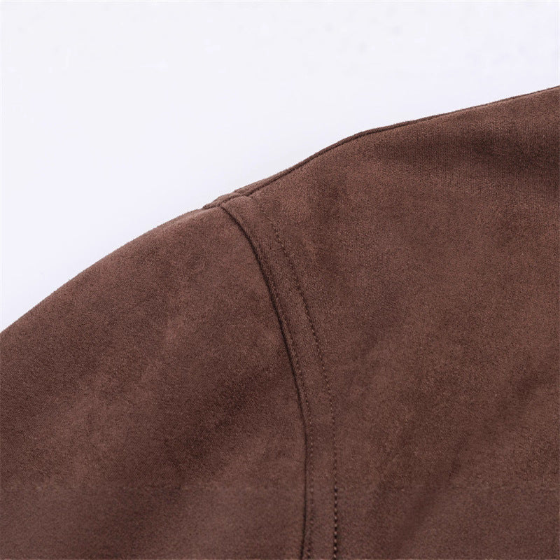 FV London minimalist suede jacket – lifestyle shot