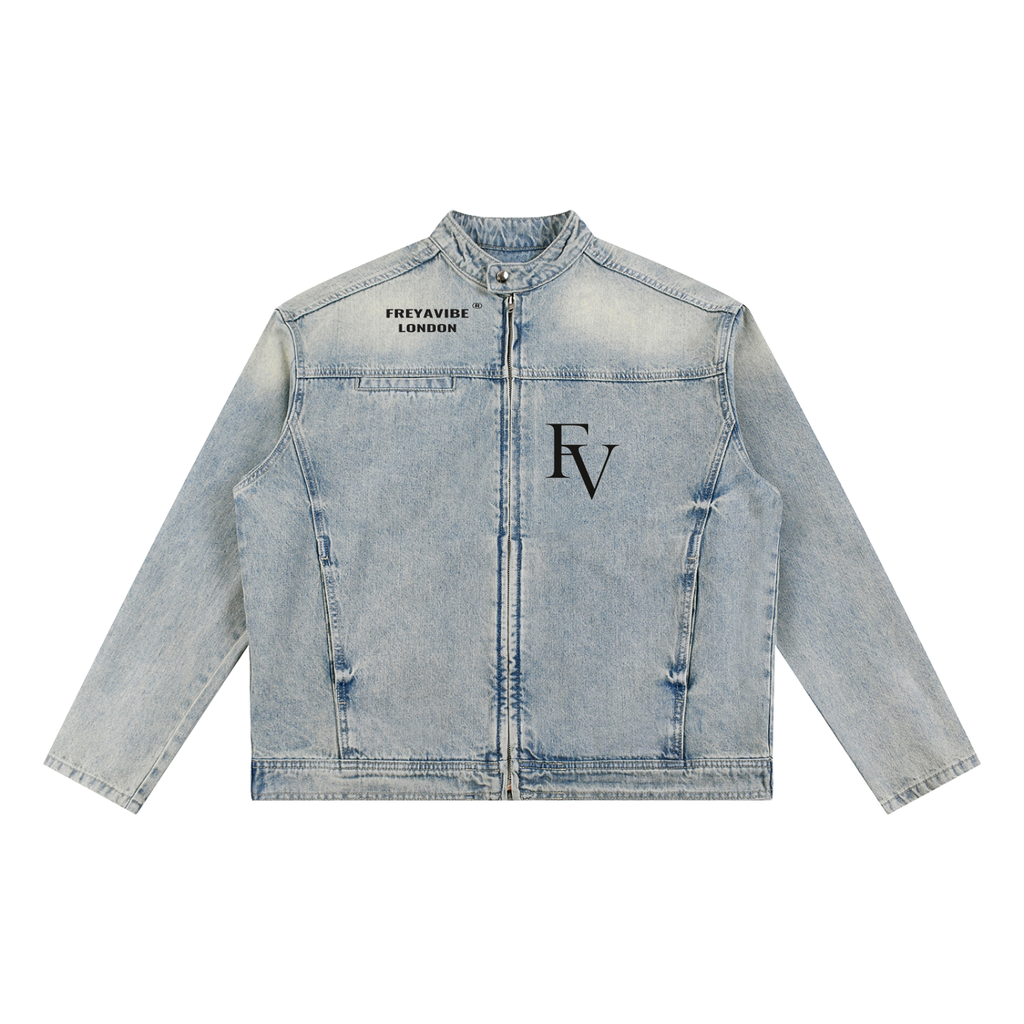 FreyaVibe Vintage Wash Zip Denim Jacket ODMPOD