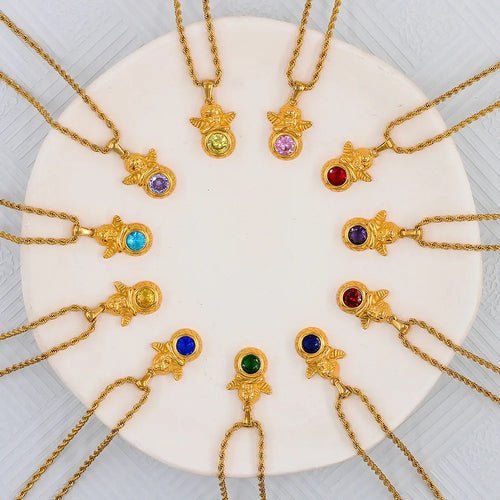 Dainty Angel Birthstone Necklace Savaé Design