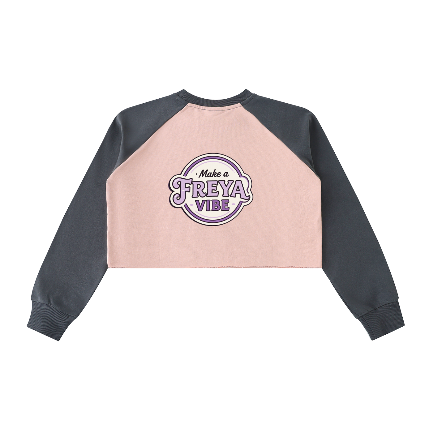 FreyaVibe Raw-Hem Colour-Block Raglan Crop Sweatshirt