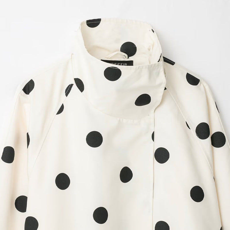 FV white polka dot aviator jacket — back view