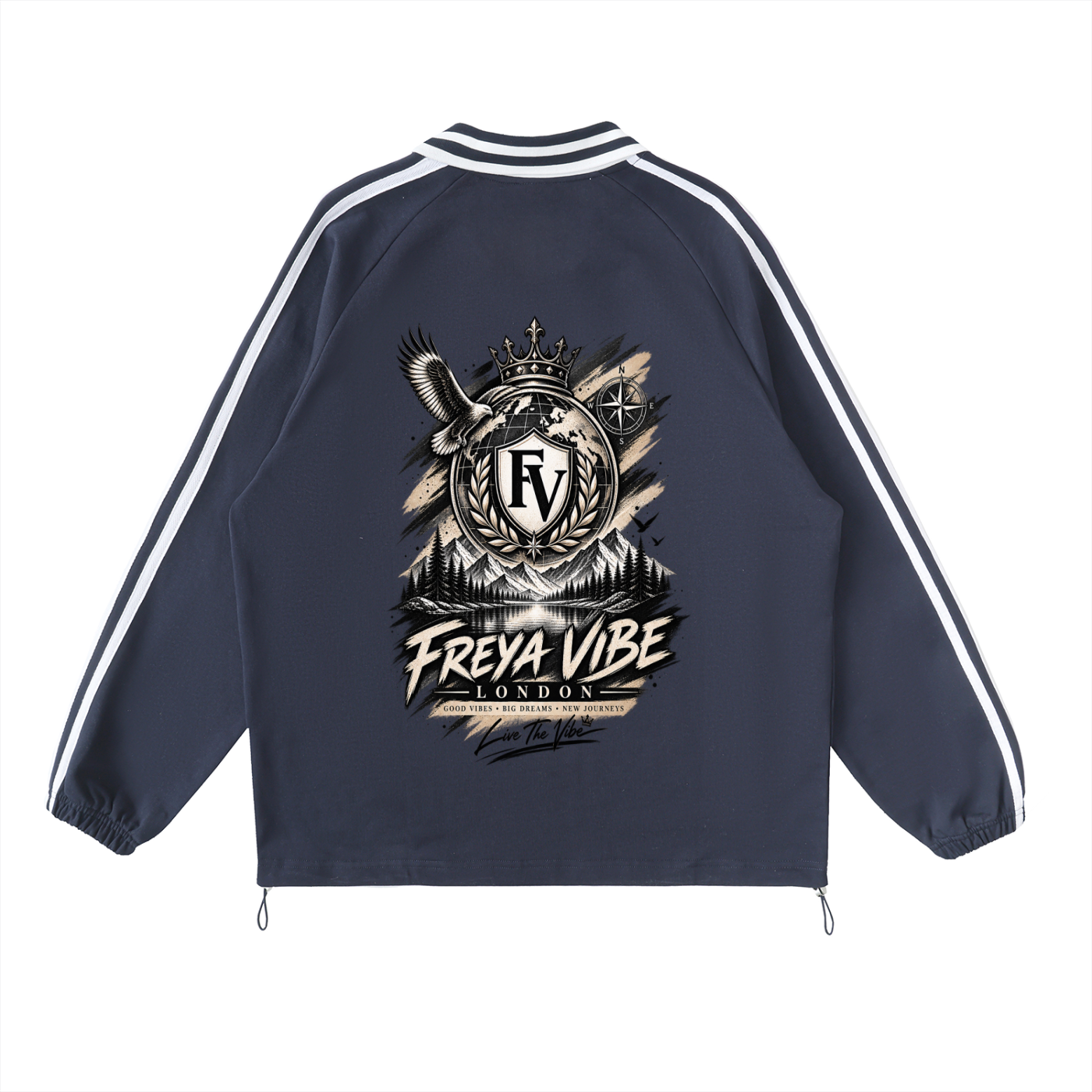 Contrast Striped Lapel Collar Sweatshirt ODMPOD
