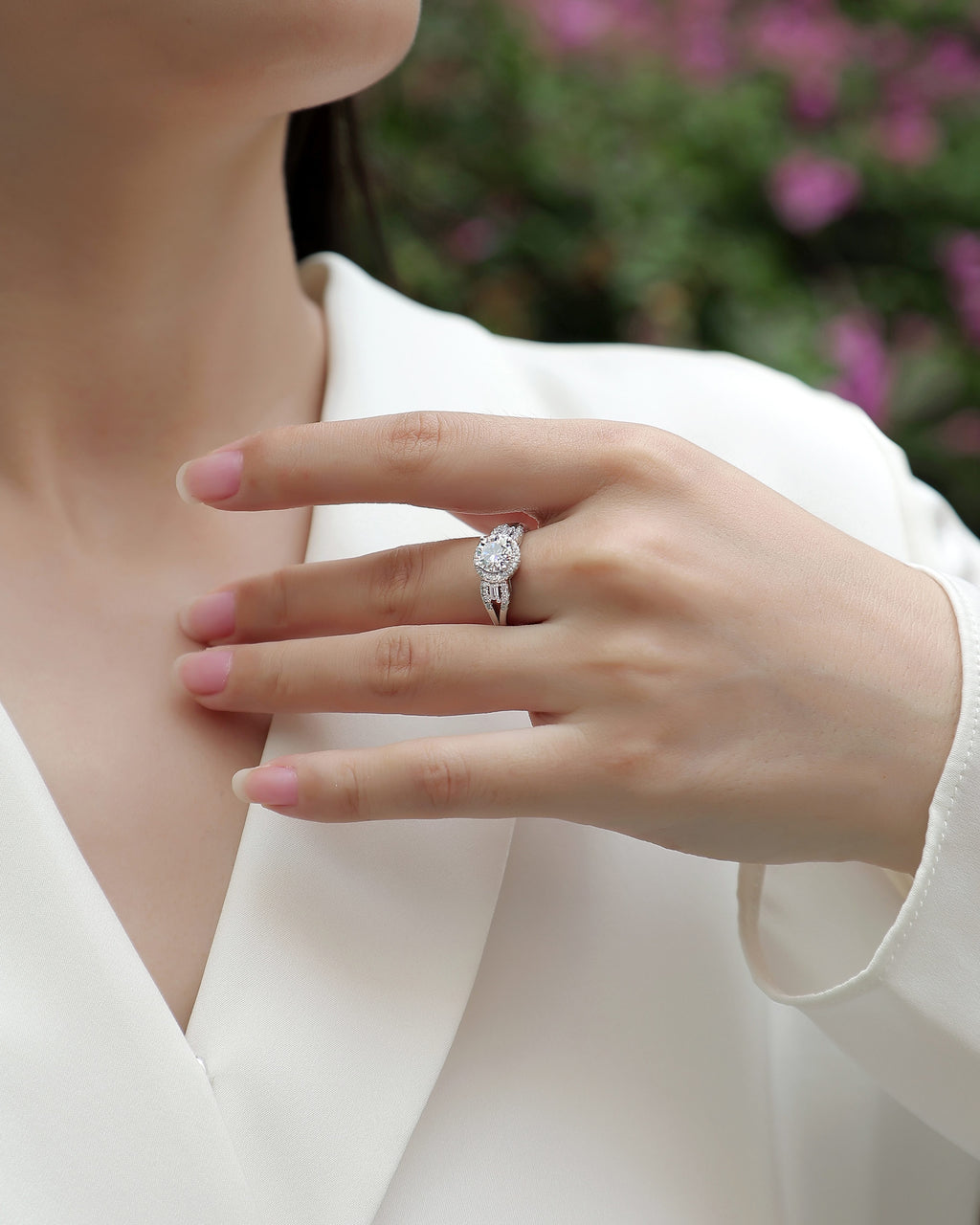 FreyaVibe 1-Carat Moissanite Solitaire Ring Platinum-Plated — S925 Sterling Silver"