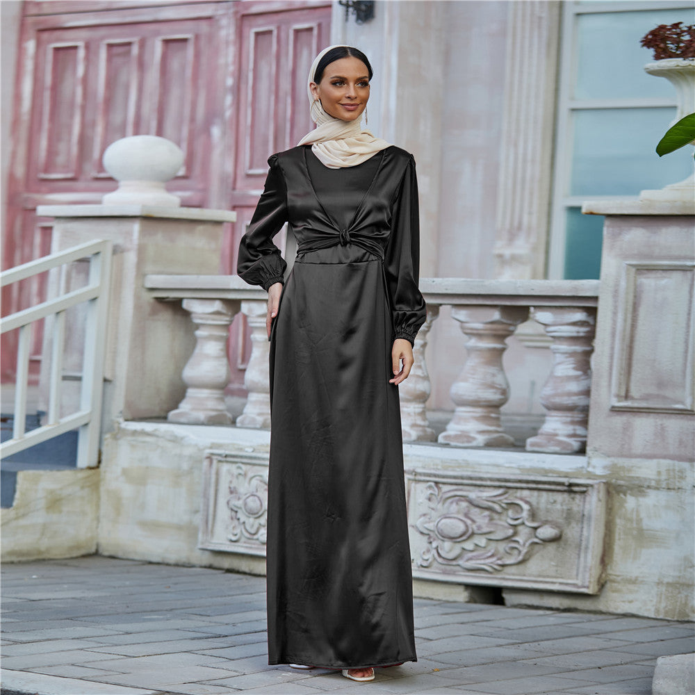 Élise Satin Waist Tie Dress