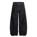 FreyaVibe men's dark navy bootcut jeans — relaxed loose fit mid-rise denim full length front view