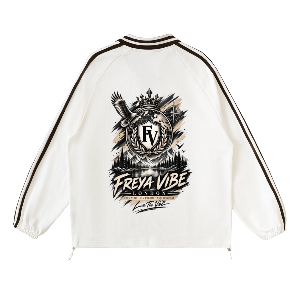 Contrast Striped Lapel Collar Sweatshirt ODMPOD